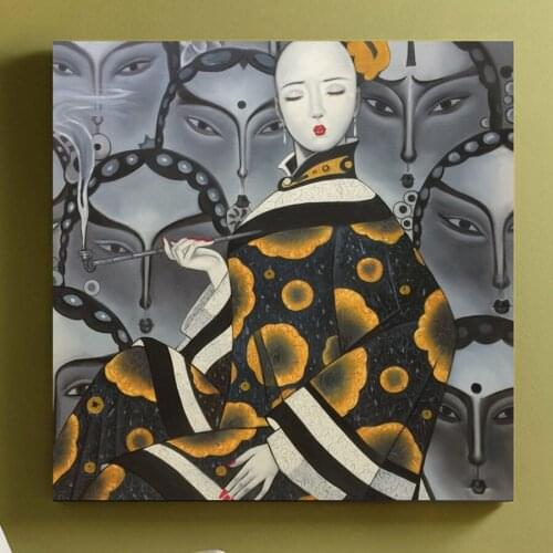 Handpainted Chinese Contemporary Art Oil Painting on Canvas Wall Art Pictures For Living Room Home Decor Modern Woman Paintings