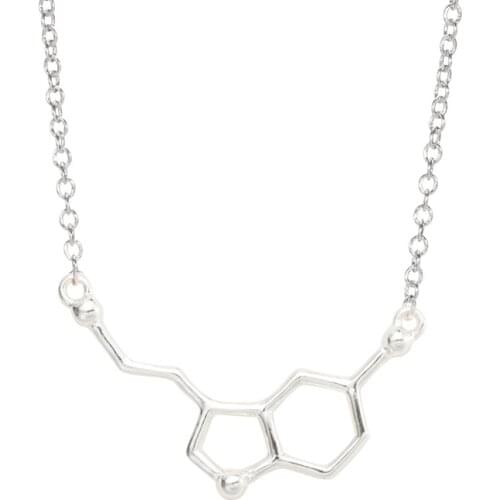 SMJEL New Serotonin Necklace for Women Molecule Chemistry Necklace Unique Charm Pendant Friendship Minimalist Brand Jewelry