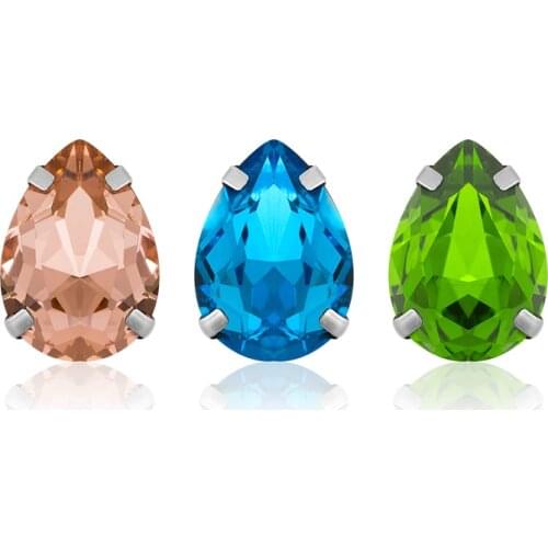 Pointback Tear Drop Crystal Rhinestones Sew on Stones with Thickened Copper Claws Strass Crystal Sew on Clothes Bags Decoration