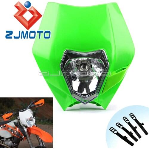 Universal Motorcycle Green Headlight Dirt Bike Motocross Headlight Fairing Enduro For Kawasaki KLX KX ZZR ZX KSR MX EXC XC SX