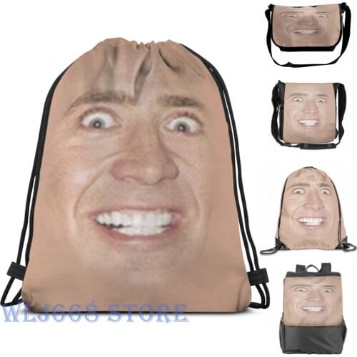 Funny graphic print shoulder Bags women Nicholas Cage Face Pattern (2) Single shoulder backpack travel for men Gym Bag