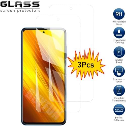 3pcs Protective Glass For Xiaomi Poco X3 NFC Glass Screen Protector Glass For Xiaomi Poco X3 NFC Premium HD Tempered Glass
