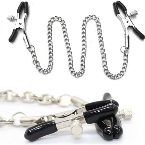 Silver Color Stainless Steel Metal Chain Nipple Clamps For Female Male Nipples Stimulation Sex Toys Slaves BDSM Tools Adult Game