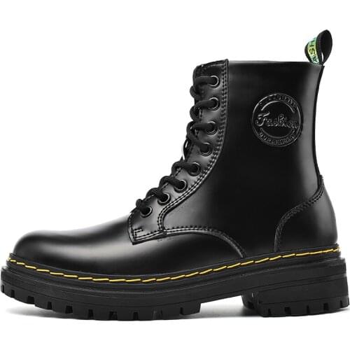 Platform Ladies Boots Chunky Winter Shoes Short Ankle Boots Thick Heel Brand Designer Leather Ladies Ankle Boots Women Work Boot