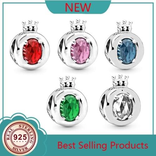 Original 925 Sterling Silver Bead Transparent Crown O Beads Fit Pandora Women Bracelet & Necklace Diy Jewelry