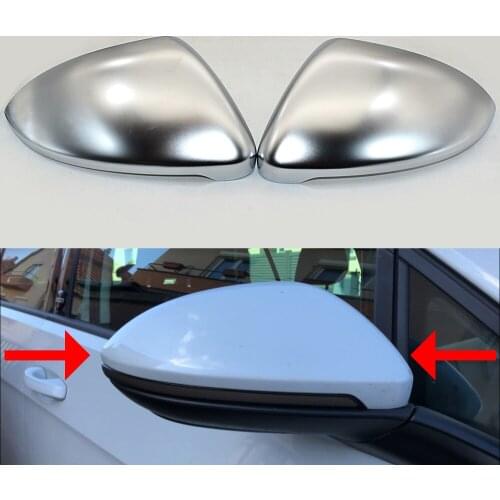 1 Pair Rearview Mirror Case Full Chrome Matt Finish Door Wing Mirror Cover Cap Shell Housing for Golf 7 Golf 7 GTI Lamando