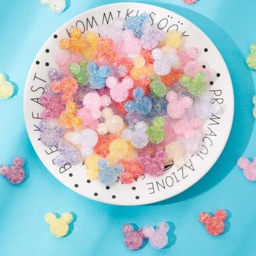 10Pcs/lot Glitter Mouse Head Flatback Flat back Resin Cabochon Kawaii Decoration Craft DIY Hair Bows Accessories Scrapbooking