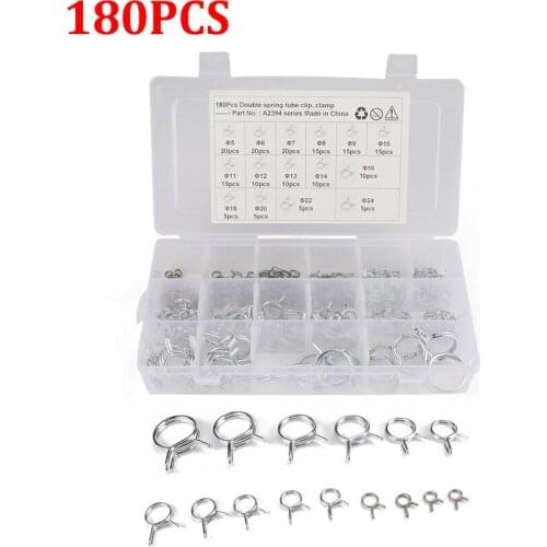 180pcs Φ5-Φ24 Fuel Line Hose Tube Spring Clamps For Car Motorcycle RV