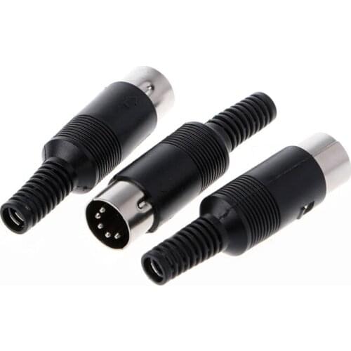 3 Pcs DIN Male Plug Wire Connector with Plastic Handle Cable Connector 5 Pin with Plastic Handle