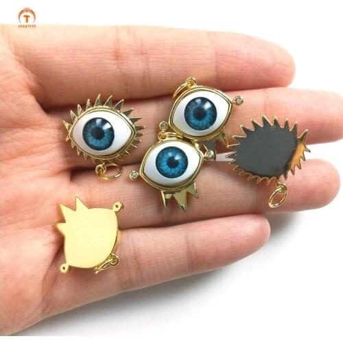 5pcs Evil Eye Oval Blue Eye Pendant Gold Brass Plate Evil Eye Talisman Charms Pendant Necklaces For Women Fashion Jewelry Making