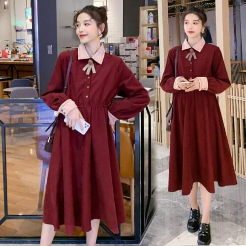 6052# Maternity Clothes Spring Autumn Long Sleeve Easy Matching Loose Stylish Dress for Pregnant Women Mom Dress