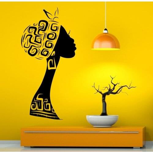 African Girl Vinyl Murals Africa Women Head Pattern Wall Stickers Home Creative Decoration Africa Symbol Wall Art Decal AF039