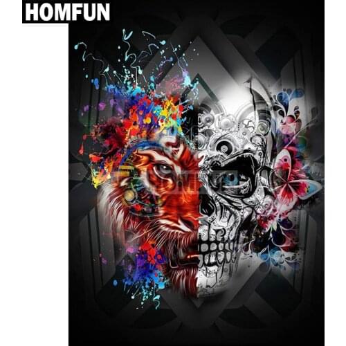 HOMFUN Full Square/Round Drill 5D DIY Diamond Painting "Colorful skull" Embroidery Cross Stitch 5D Home Decor Gift A01873