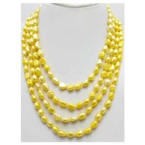 ~~ Free 80" 7-8mm Golden Freshwater Pearl Necklace Strand Jewelry