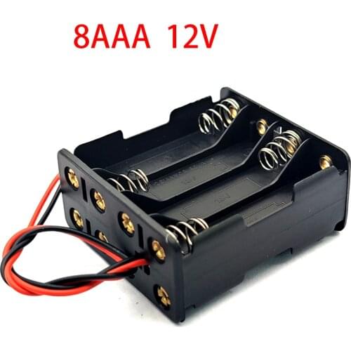 8 x AAA 12V Battery Back To Back Holder 8AAA Battery Case Box AAA Battery Storage Box With Wire Leads 12V