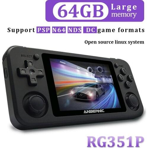 Black/White/Purple Multi Languages RG351P Open-Source Linux Handheld Retro Game Console RK3326 Quad Core 64GB Emuelec 3500mAh