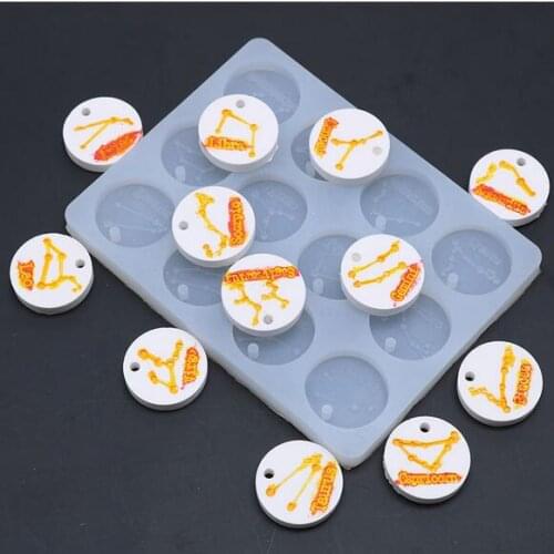 DIY Baking Tools Hanging Hole 12 Constellation Cake Chocolate Fondant Clay Silicone Mould