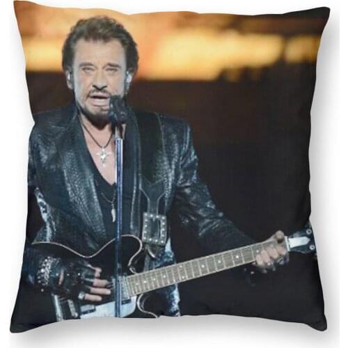 Johnny Hallyday Rock Music Square Pillow Case Polyester Decorative Pillow French Singer Custom Pillowcover Home Decor