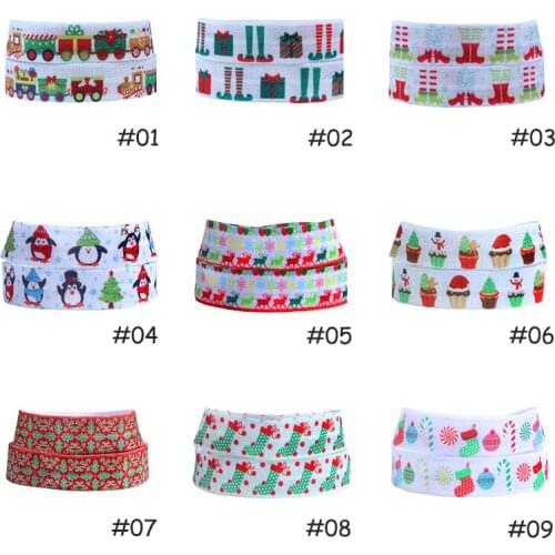 FLRA FOE (100yards/lot/design) Wholesale Christmas foe ribbon fold over elastic ribbons lot