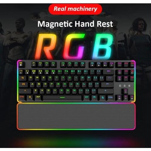 Gaming Mechanical Keyboard 87 keys OUTEMU Magnetic Hand Rest Wired Keyboard Anti-ghosting New/ Mix Backlit For Gamer PC Laptop