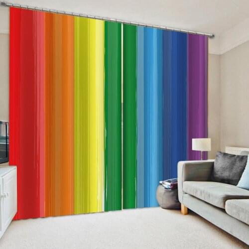 Customized size Luxury Blackout 3D Window Curtains colorful stripe curtains Decoration curtains