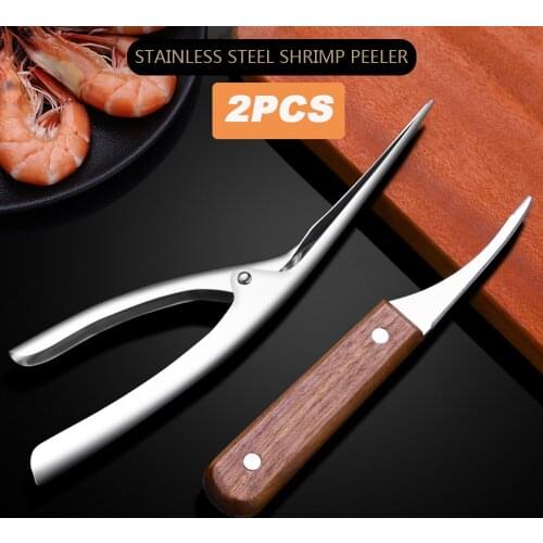 Seafood Tools Stainless Steel Shrimp Stripper Shrimp Line Cutter Shrimps Lobster Line Shell Clean Knifes Kitchen Tool Accessorie