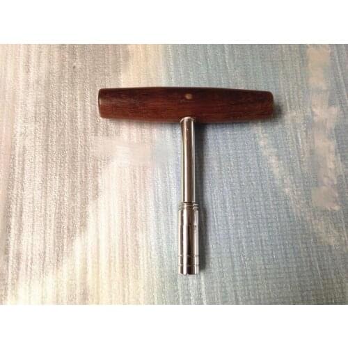 Piano tuning tools, T wrench, red wood handle, octagon cores