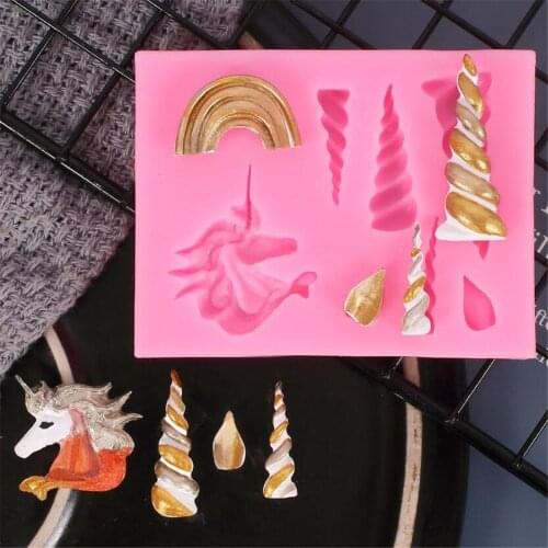 Cake Tools Unicorn Cloud Horn Ear Silicone Mold Decorating Cupcake Decorating Gumpaste Fondant Tool Mould Chocolate Candy Molds