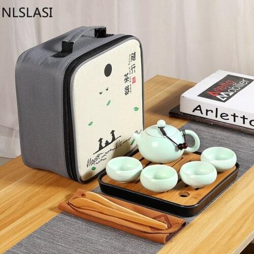 Chinese Travel Tea set Tea Set Ceramic Portable Teapot Porcelain Teaset Gaiwan Tea Cups of Tea Ceremony Tea Pot With Travel Bag