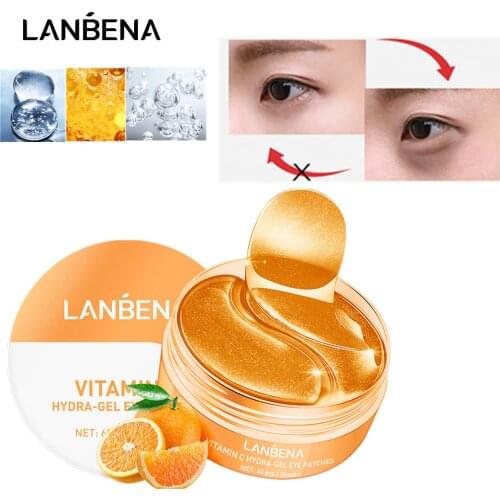 LANBENA Vitamin C Hydra-Gel Eye Patches Moisturizing Anti-Aging Remove Dark Circle Eye Firming Skin Fading Wrinkle Mask Care