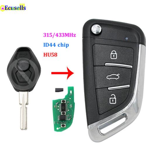 Modified Flip Remote Key 315MHz Or 433MHz ID44 PCF7935 chip for BMW 1/3/5/7 Series X3 X5 Z3 Z4 Keyless Entry for EWS System HU58