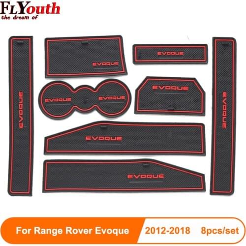 Car Non-Slip Rubber Interior Car Door Armrest Storage Panel Mat 8pcs For Range Rover Evoque 2012-2018 Car Accessories Styling