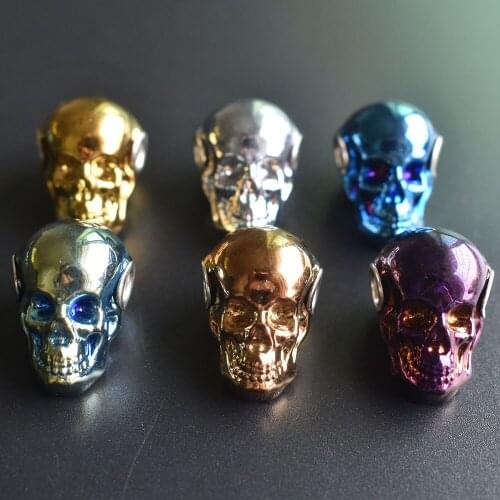 Wholesale 6 pieces / batch 2020 fashion electroplating Crystal Skull Head Pendant used for jewelry marking, free shipping