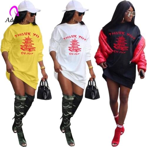 Adogirl Autumn Active Wear Long Sleeve Thank You Enjoy Letter Slim Women Dress Vestidos Streetwear Fashion Sweatshirts Dresses