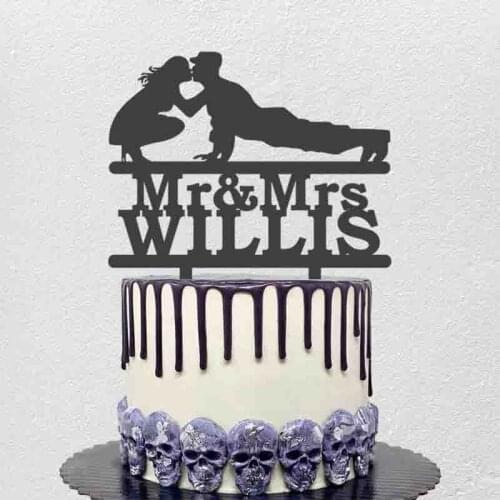Personalized Wedding Toppers Custom Mr Mrs Name Bride Kissing Push Ups Groom Funny Wedding Cake Topper