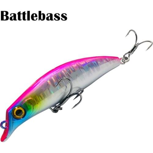 BATTLEBASS 75mm 7.5g Sinking Wobbler Long Casting Minnow Bass Pike Artificial Bait Tackle Depth 0.2-1.2m Fishing Lure