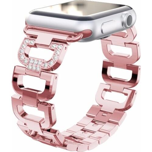 Stainless Steel Strap for Apple Watch Band 38mm 42mm Manual Dismantling Band Rhinestone Diamond for Apple Watch Series 4 3 2 1