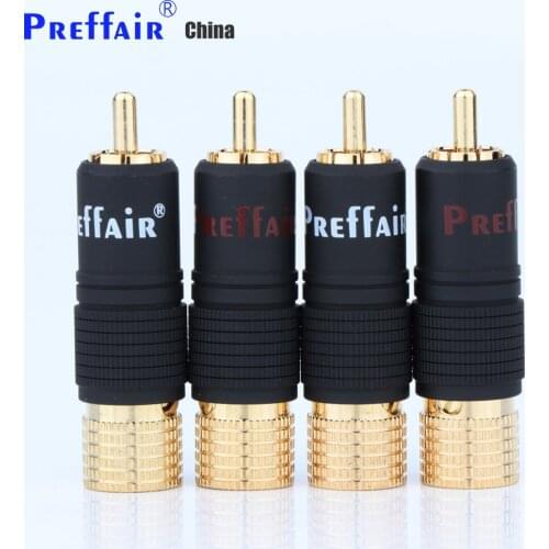 Preffair R1747 24K Gold Plated Screw Locking RCA Plug Audio Cable Speaker Connector Lockable adjustable Jack amplifier terminal