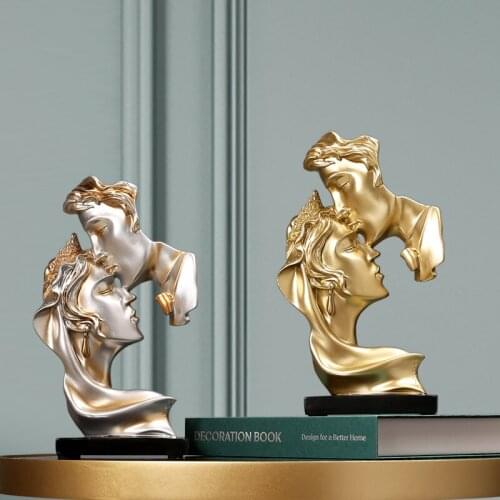 Modern Abstract Valentines Day Love Kiss Resin Adornments Wedding Gift Home Bedroom Desktop Statue Figurines Decoration Crafts