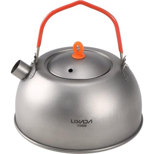Lixada 600ml Titanium Tea Kettle for Boiling Water Coffee Tea Pot for Outdoor Camping Backpacking Portable Ultralight Teapot