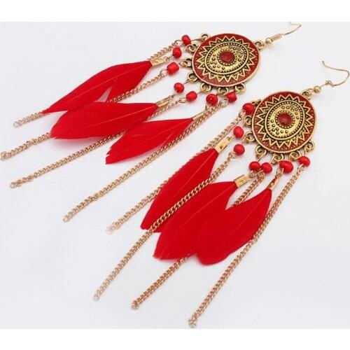 YJX Leather Drop Earrings Tassel Dangle Vintage Gold Disc Bohemian Womens Jewelry