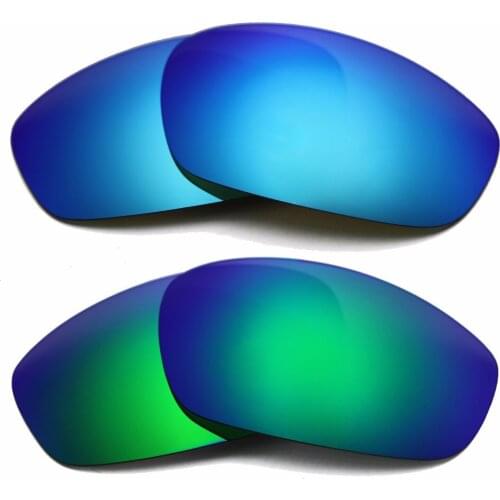 Ice Blue Mirrored & Green Mirrored Polarized Replacement Lenses for Straight Jacket 2007 Frame 100% UVA & UVB