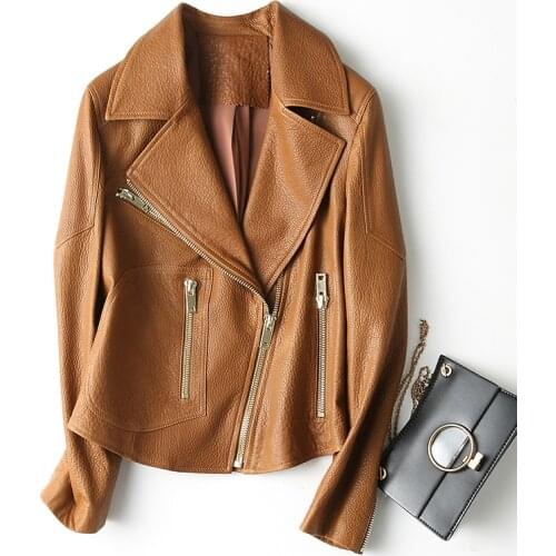 2020 Genuine Jacket Motocycle Women Short Spring Autumn Womens Sheepskin Coat Real Leather chaqueta mujer 69103
