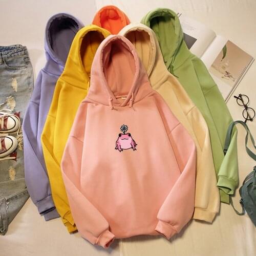 Frog Hoodie Harajuku Women Streetwear Pullover Oversized Sweatshirt Graphic Hoodies Winter Ladies Outfits Kawaii Girl Sudadera