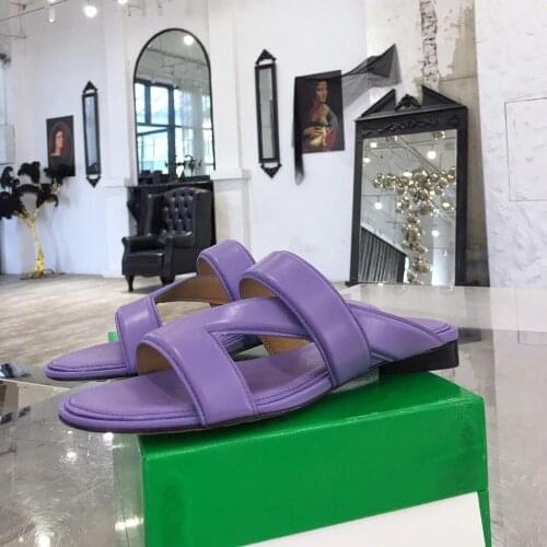 Plus Size 34-41 Womens Shoes Indoor Concise Slippers Genuine Leather Womens Shoes Solid Design Slippers For Women