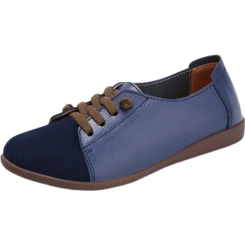 2021 Genuine Leather Shoes Woman Spring Ladies Shoes Slip On Ballet Flats Sneakers Women Oxford Shoes Plus Size Moccains