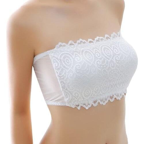 Women Ladies Fashion Stretch Sexy Solid Color Non-Slip Strapless Seamless Bra Lace Push Up Tube Top Bra Underwear New Chic