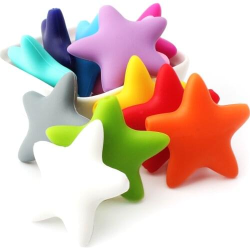 100 pieces Star Silicone Beads Baby Teething Loose Beads teether Food Grade Teether Beads Baby DIY Pacifier Chain