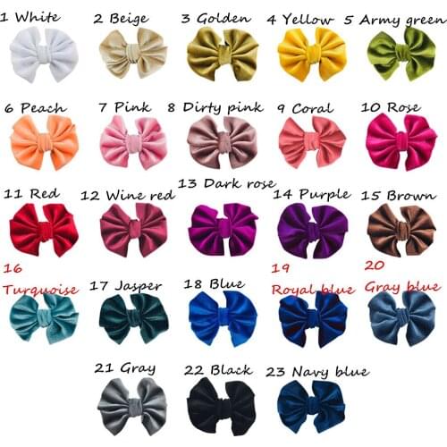 23 Pcs/Lot, 4 inch Velvet Hair Bow Clips, Fashion Messy Bow Hair Clips, Kids Girls Hair Accessories