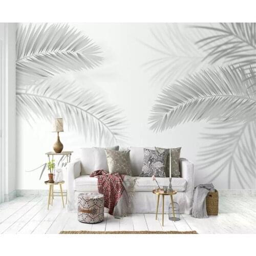 Beibehang Custom 3d wallpaper black and white sketch style rainforest coconut tree TV background wall wallpaper for walls 3 d